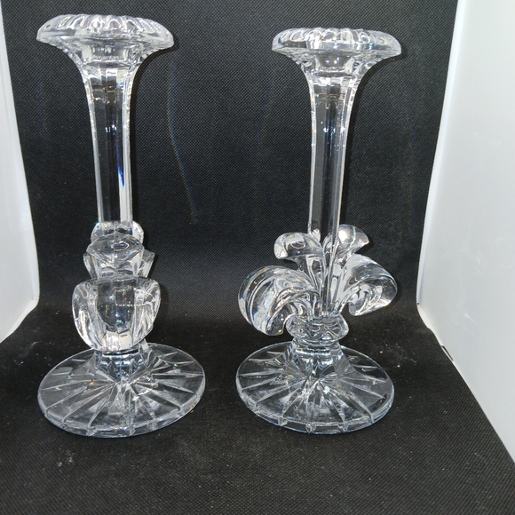 Vintage Russian Crystal Candle Holder 8.5” Tall By 4” in Diameter Set Of 2 L3 - Picture 3 of 6